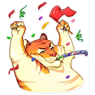 🥳-Amur Tiger, Telegram Sticker