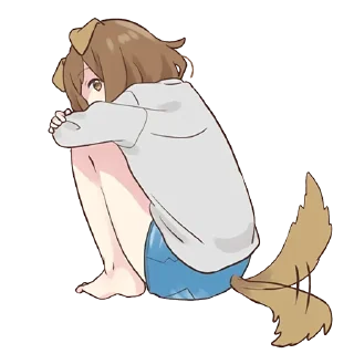 😞-Cute Girl, Telegram Sticker