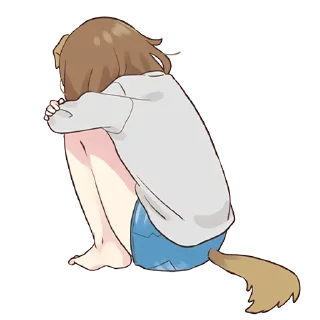 😞-Cute Girl, Telegram Sticker