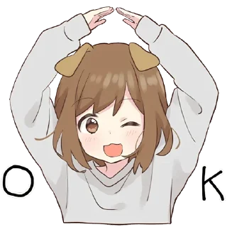 👍-Cute Girl, Telegram Sticker