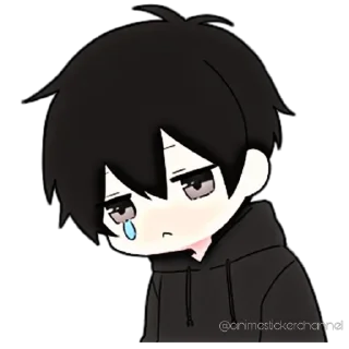 😢-ANIME BOY @animestickerchannel, Telegram Sticker
