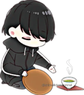 😌-ANIME BOY @animestickerchannel, Telegram Sticker