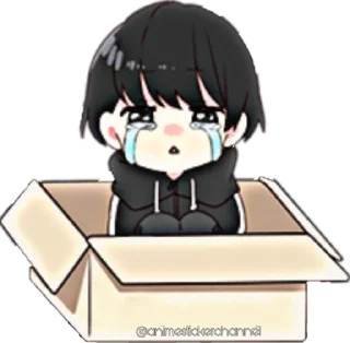 😭-ANIME BOY @animestickerchannel, Telegram Sticker