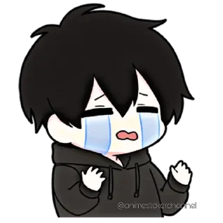 😭-ANIME BOY @animestickerchannel, Telegram Sticker