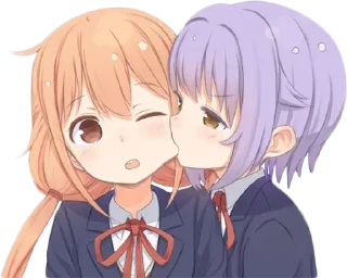 👩‍❤️‍💋‍👩-Anime Reactions @SwallowZireael, Telegram Sticker