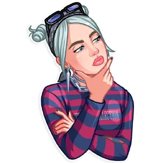 🤔-Billie Eilish, Telegram Sticker
