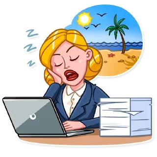 😴-Blondie Vacation, Telegram Sticker