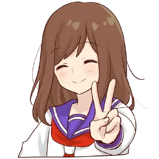 ✌️-Cute Girl, Telegram Sticker