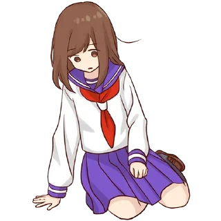 😔-Cute Girl, Telegram Sticker