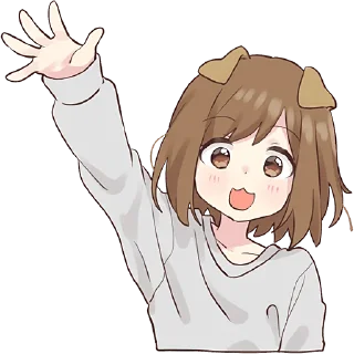👋-Собачка-тян @Nyasticks, Telegram Sticker