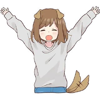🥳-Собачка-тян @Nyasticks, Telegram Sticker