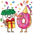 🎉-Donut and Coffee, Telegram Sticker