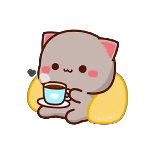 ☕️-CuTIE CAT @HANGSEED, Telegram Sticker