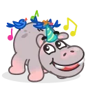 🥳-Hopper the Hippo, Telegram Sticker