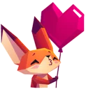 💖-Little Cute Fox, Telegram Sticker