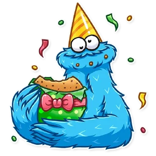 🥳-Cookie Monster, Telegram Sticker