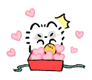💬-@gmoue! Happy happy Raccoon dog & egg, Telegram Sticker
