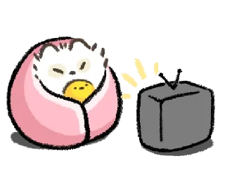 💬-@gmoue! Happy happy Raccoon dog & egg, Telegram Sticker