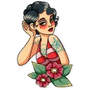 👂-Tattoo Girl, Telegram Sticker
