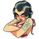 😠-Tattoo Girl, Telegram Sticker