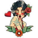 😘-Tattoo Girl, Telegram Sticker