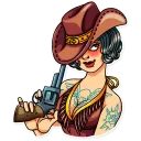 🤠-Tattoo Girl, Telegram Sticker