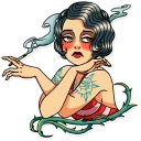 🙁-Tattoo Girl, Telegram Sticker