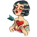 💘-Tattoo Girl, Telegram Sticker