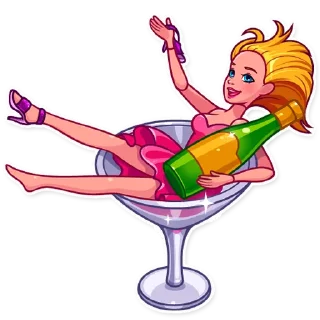 🍾-Pink Doll, Telegram Sticker