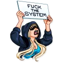 🤬-Resistance Girl, Telegram Sticker