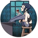 😔-Bad Girl, Telegram Sticker